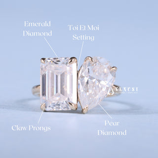 Sparkling 1.0ct emerald moissanite ring shown on a finger