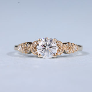 1.0CT Round Cut Moissanite Diamond Vintage Style Engagement Rings