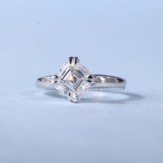 1.0CT Asscher Cut Moissanite Diamond Solitaire Engagement Ring