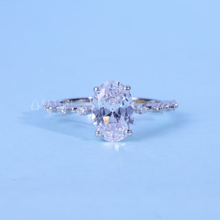 Timeless 1.50ct oval pave moissanite ring front view