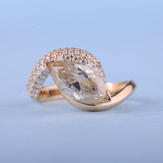 0.50CT Marquise Moissanite Diamond Curved Unique Engagement Rings