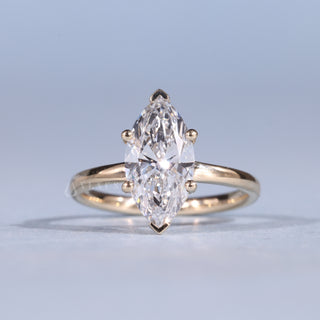 Sparkling 1.50ct marquise solitaire moissanite ring front view