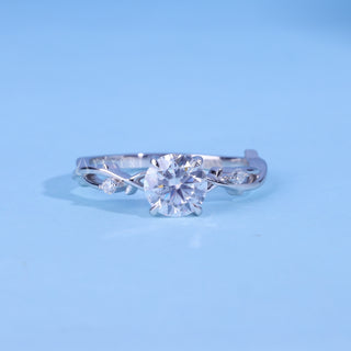 Round Cut Nature Inspired Moissanite Engagement Ring front view