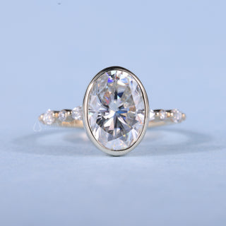 Delicate 2.0ct oval pave moissanite ring front view