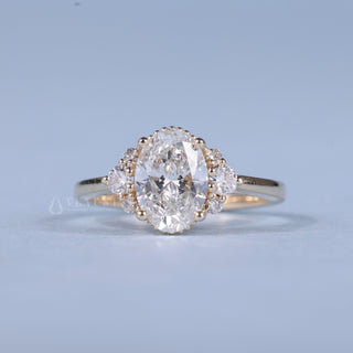 Sparkling 2.0ct oval cluster moissanite ring front view