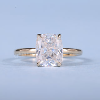 1.0CT Elongated Cushion Cut Moissanite Diamond Hidden Halo Solitaire Timeless Engagement Rings