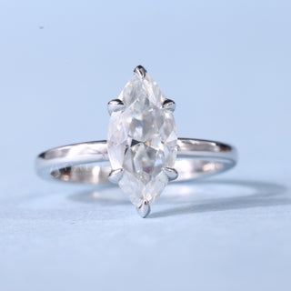 Timeless 1.50ct marquise solitaire moissanite ring front view