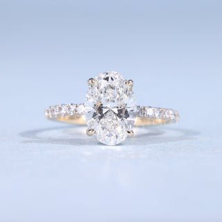 Stunning 2.50ct oval hidden halo moissanite ring front view