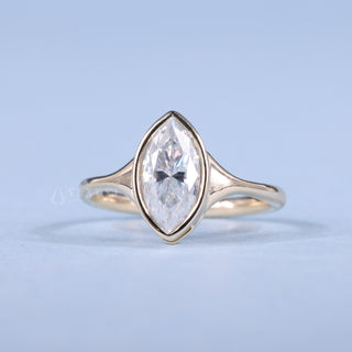Exquisite 1.0ct marquise solitaire moissanite ring front view