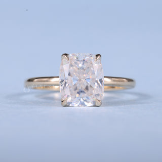 Chic 1.0ct cushion hidden halo moissanite ring front view