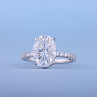2.0CT Oval Cut Moissanite Diamond Hidden Halo Pave Timeless Engagement Rings