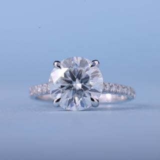 1.50CT Round Cut Moissanite Diamond Hidden Halo Pave Timeless Engagement Rings