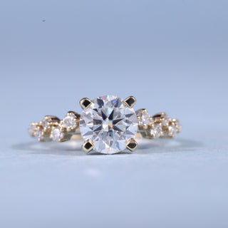 Brilliant 1.0ct round cluster moissanite ring front view