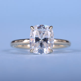 Timeless 1.50ct cushion hidden halo moissanite ring front view