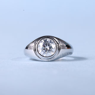 1.0CT Bezel Set Round Moissanite Diamond Engagement Ring