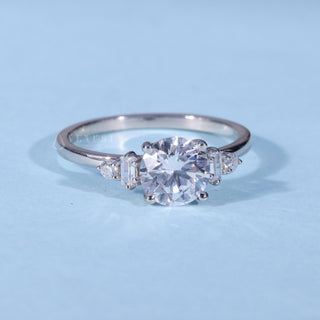 Round Cut Moissanite Cluster Engagement Ring with Accents front view