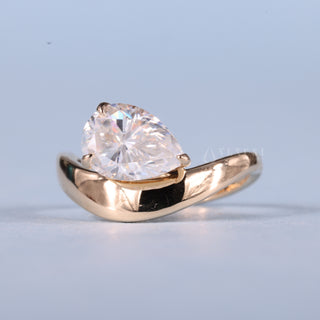 1.50CT East West Pear Moissanite Diamond Unique Engagement Ring