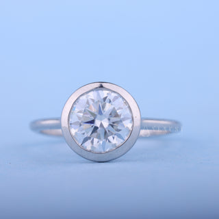 1.0CT Bezel Set Round Moissanite Diamond Solitaire Engagement Ring