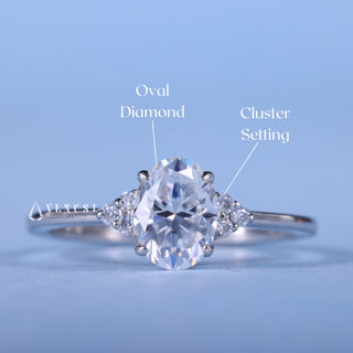 2.0 CT Oval Brilliant Cut Cluster Moissanite Engagement Ring on hand