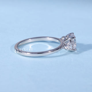 Side profile of Round Cut Moissanite Cluster Engagement Ring with Accents