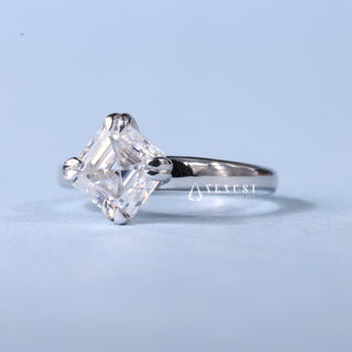 1.0CT Asscher Cut Moissanite Diamond Solitaire Engagement Ring