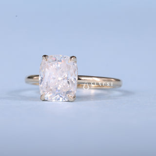 1.0CT Elongated Cushion Cut Moissanite Diamond Hidden Halo Solitaire Timeless Engagement Rings