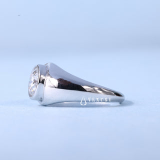 1.0CT Bezel Set Round Moissanite Diamond Engagement Ring