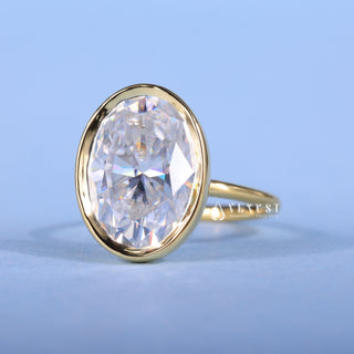 2.50CT Bezel Set Oval Moissanite Diamond Timeless Engagement Rings