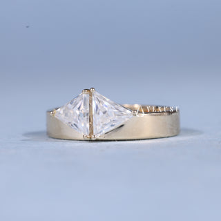 0.50CT Trilliant Moissanite Diamond Two Stone Unique Engagement Rings