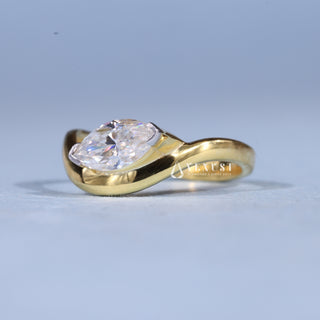1.0CT East West Marquise Moissanite Diamond Curved Unique Engagement Rings