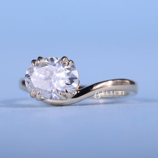 1.0CT Oval Moissanite Diamond East West Unique Engagement Rings