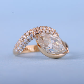 0.50CT Marquise Moissanite Diamond Curved Unique Engagement Rings