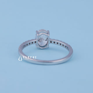 Classic Oval Cut Moissanite Pave Engagement Ring Solitaire opposite side view