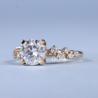 Brilliant 1.0ct round cluster moissanite ring side profile view