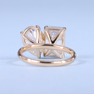 Sparkling 1.0ct emerald moissanite ring side profile view