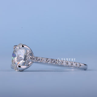 1.50CT Round Cut Moissanite Diamond Hidden Halo Pave Timeless Engagement Rings