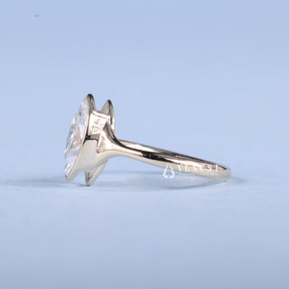 Exquisite 1.0ct marquise solitaire moissanite ring side profile view