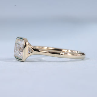 1.50CT Bezel Set Emerald Moissanite Diamond East West Split Shank Engagement Ring