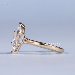 Sparkling 1.50ct marquise solitaire moissanite ring side profile view