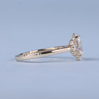 Sparkling 2.0ct oval cluster moissanite ring side profile view