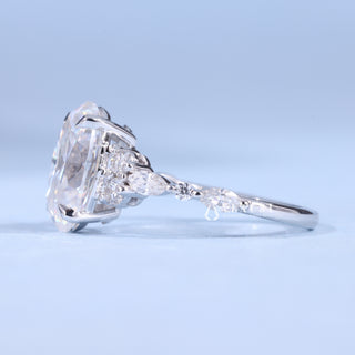 Brilliant 2.0ct oval cluster moissanite ring side profile view