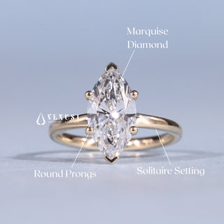 Sparkling 1.50ct marquise solitaire moissanite ring shown on a finger