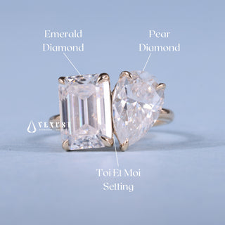 Radiant 1.0ct emerald moissanite ring shown on a finger