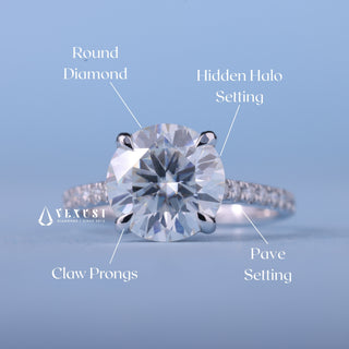 1.50CT Round Cut Moissanite Diamond Hidden Halo Pave Timeless Engagement Rings