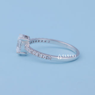 Rear gallery view of Classic Oval Cut Moissanite Pave Engagement Ring Solitaire