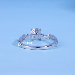 Round Cut Nature Inspired Moissanite Engagement Ring opposite side view