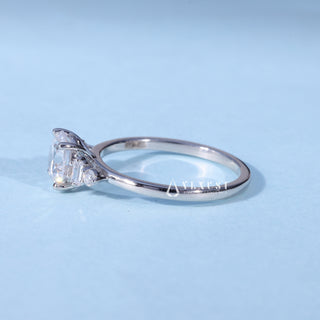 Round Cut Moissanite Cluster Engagement Ring with Accents opposite side view
