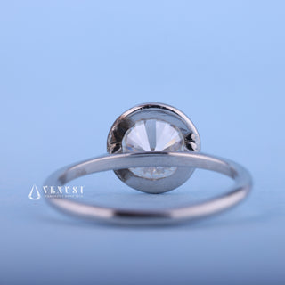 1.0CT Bezel Set Round Moissanite Diamond Solitaire Engagement Ring
