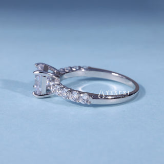 Moissanite Asscher Cut Engagement Ring with Pave Band opposite side view