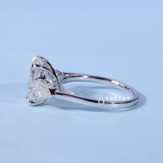 Three-Stone Elongated Cushion Cut Moissanite Engagement Ring opposite side view